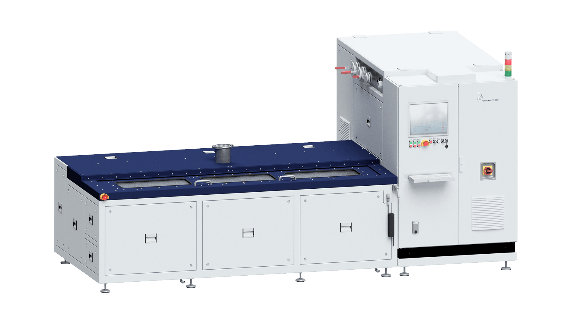 Pressure test bench with large test chamber and integrated operating PC by Poppe + Potthoff Maschinenbau