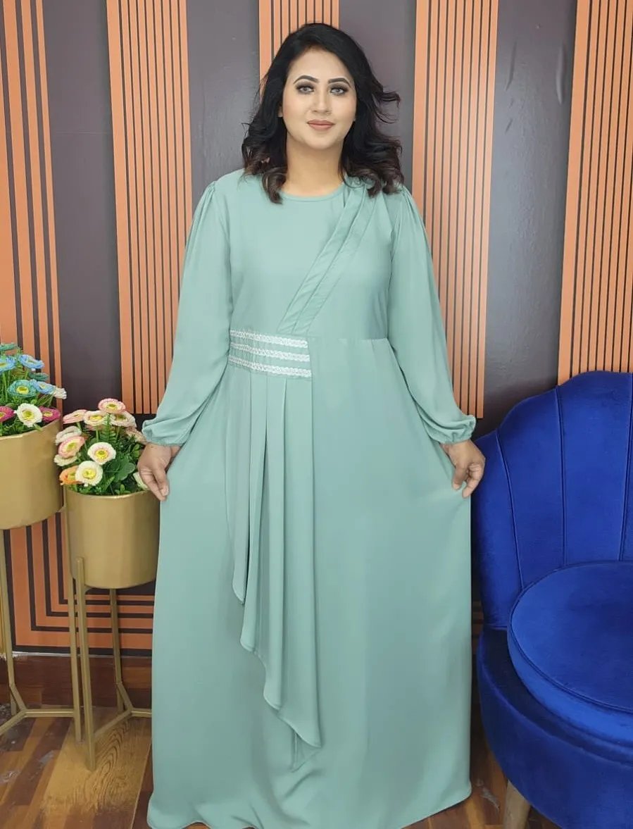 Elegant Long Hijabi Gown - Dubai Cherry Fabric