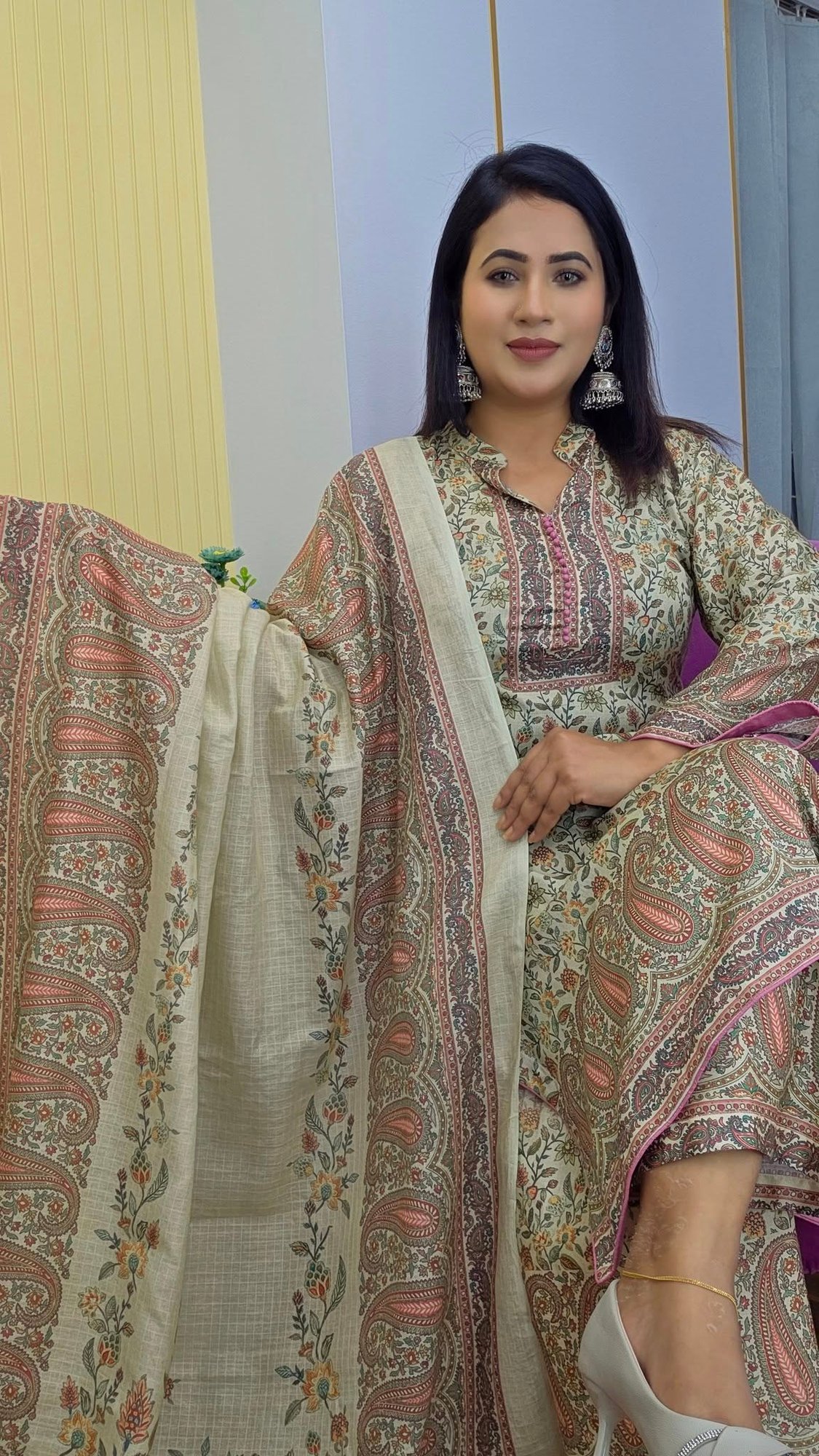 আনস্টিচ কটন থ্রি পিস | Unstitched Three Piece | Shopping Zone BD | Style #F1580WG