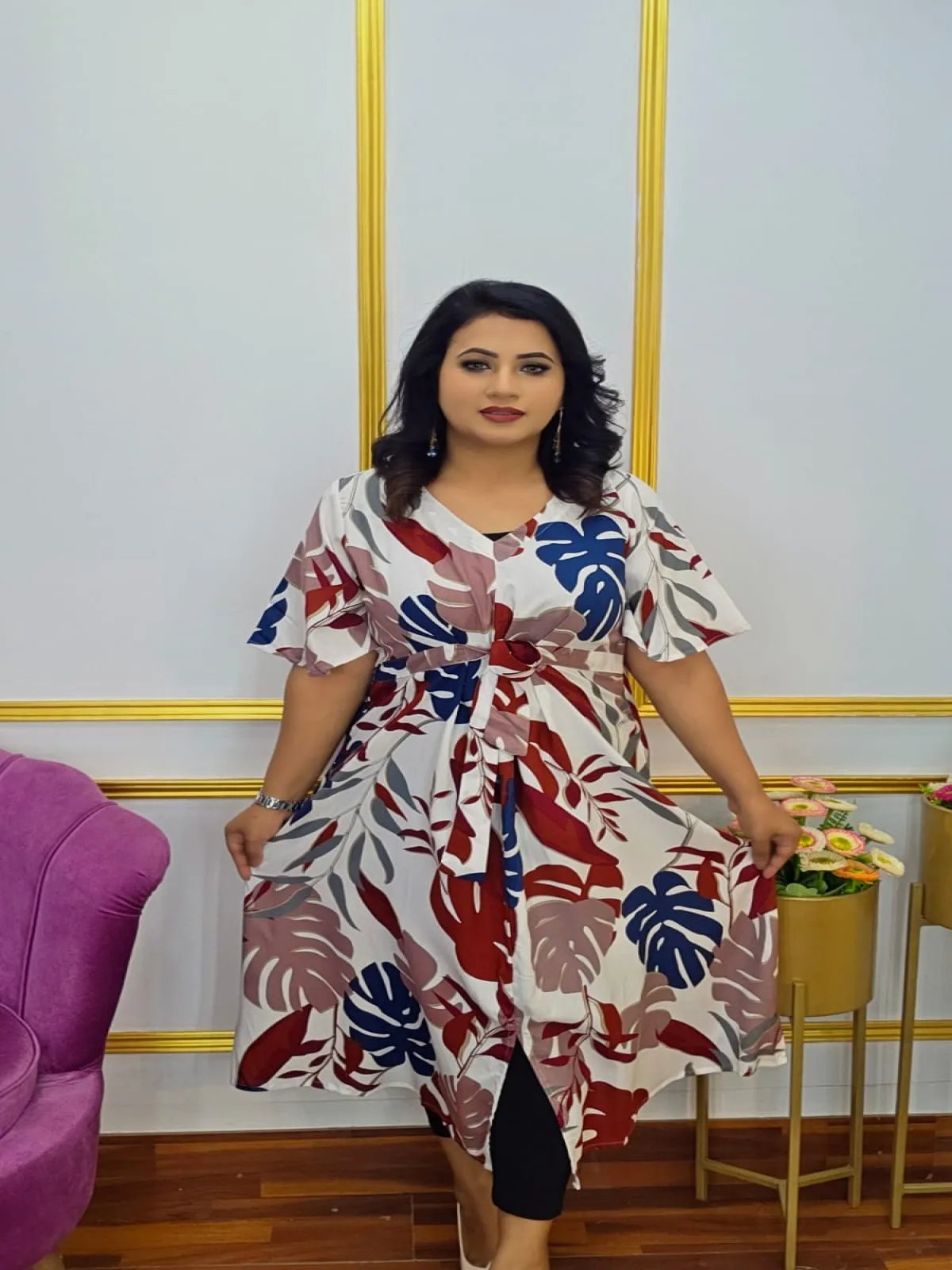 Imported Linen Digital Print Designer Gown | Shopping Zone BD | Style #G1380W