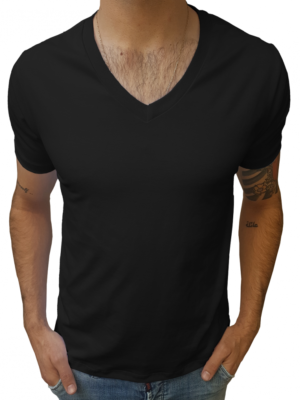 Camiseta Básica 100% Algodão 30.1 Gola V Média Manga Curta