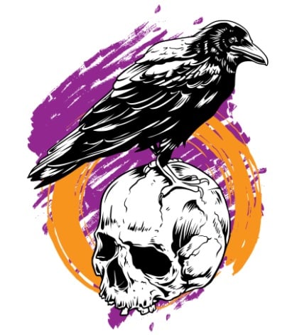 Imprimir Estampa DTF Na Camiseta Caveira Corvo