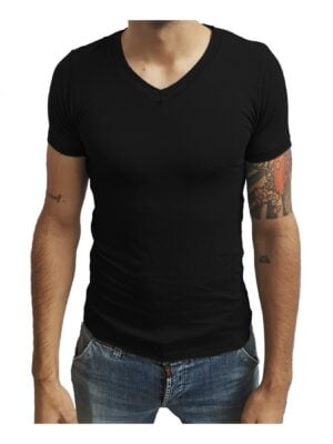 Camiseta Básica Masculina Gola V Rasa Manga Curta