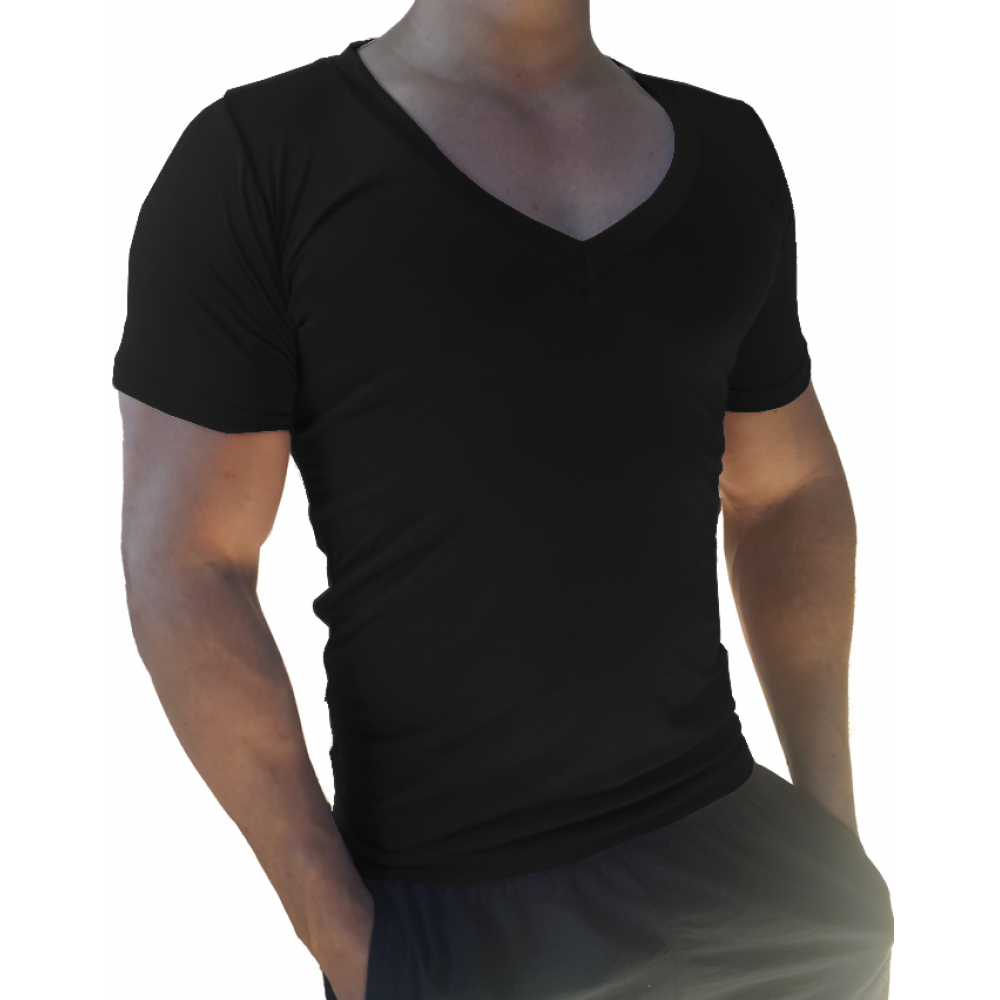Camiseta Básica Masculina Gola V Cavada Manga Curta