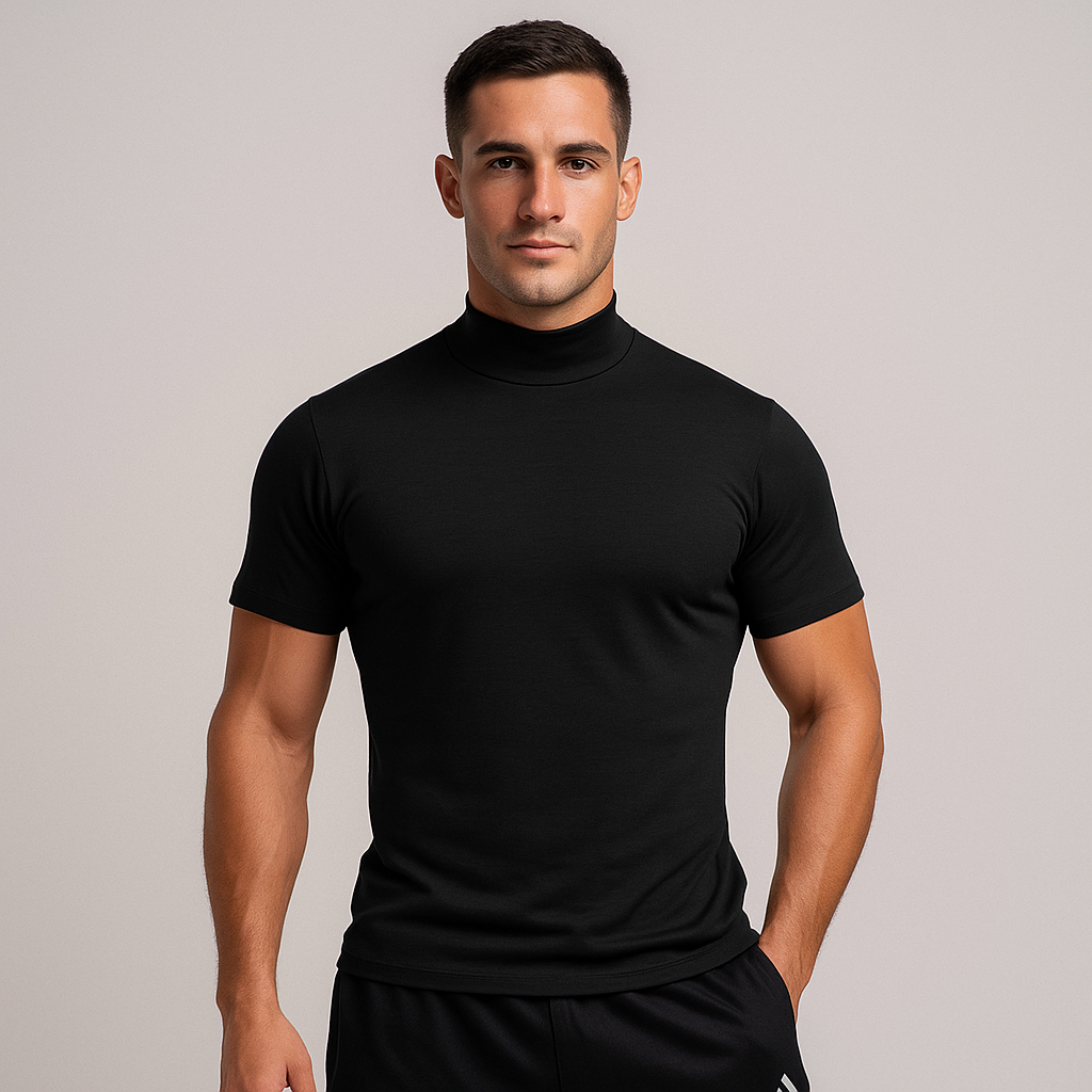 Camiseta Masculina Gola alta Manga Curta