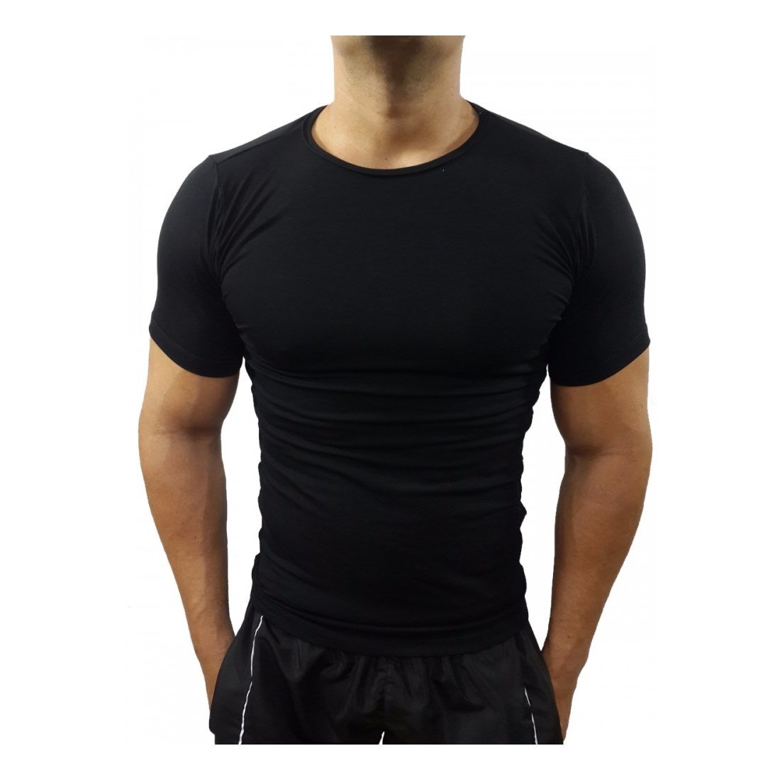 Camiseta Básica Slim Gola Redonda de Vies Manga curta mod.133