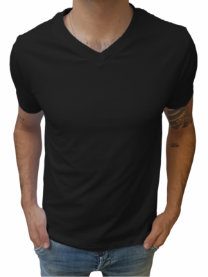 Camiseta Básica Masculina Gola V Rasa 100% Algodão Manga Curta