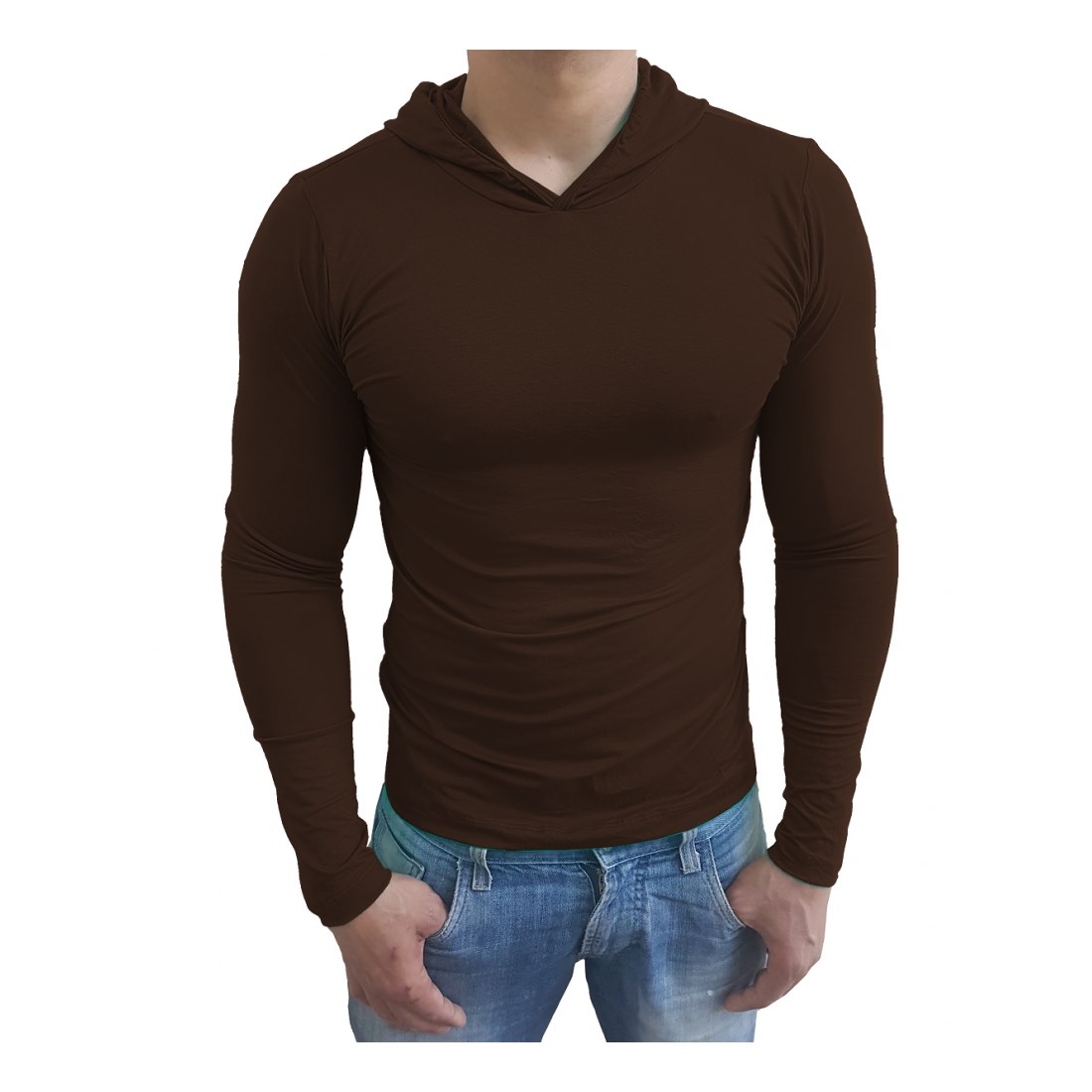 Camiseta Gola Redonda Com Capuz Manga Longa - Imagem 13