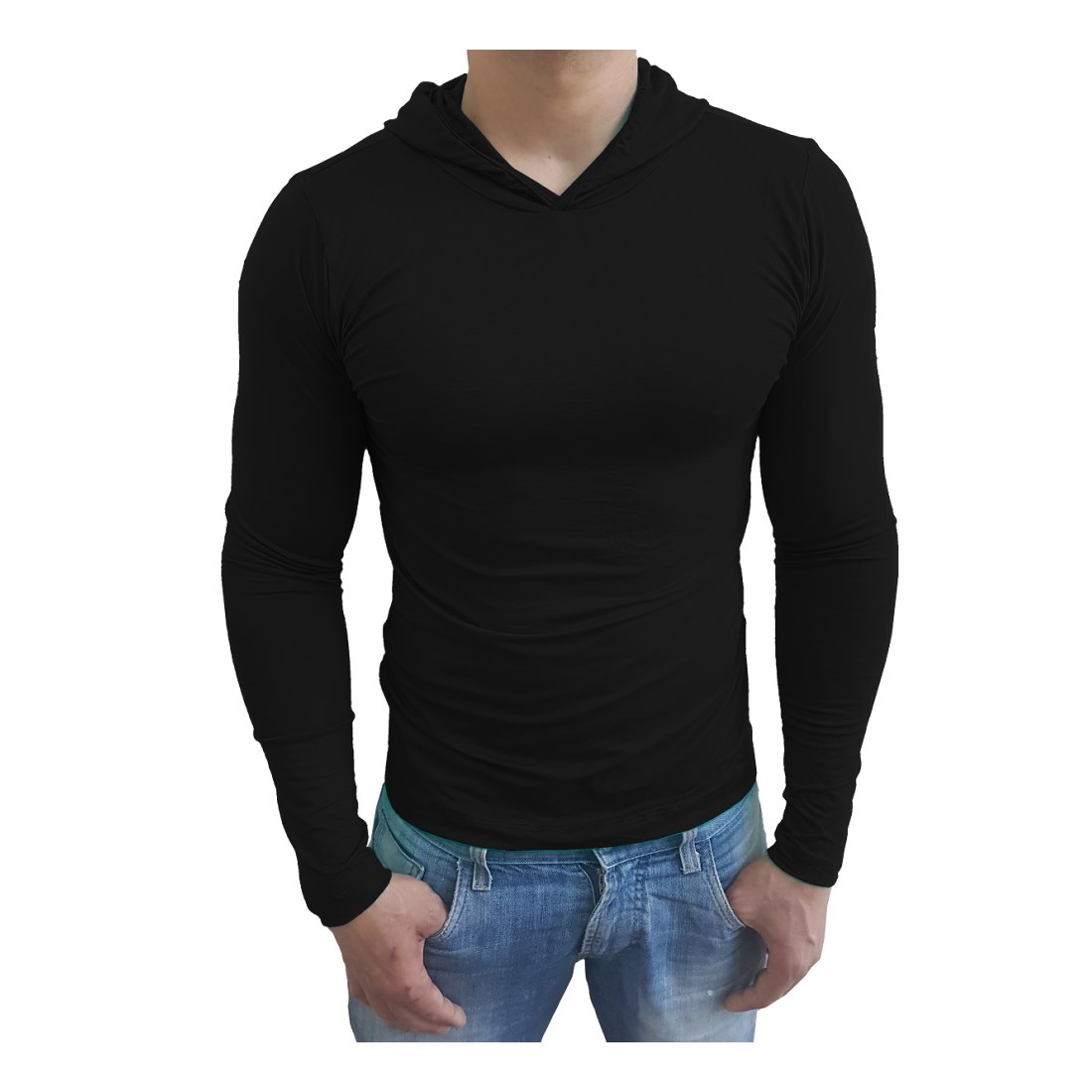 Camiseta Gola Redonda Com Capuz Manga Longa - Imagem 15