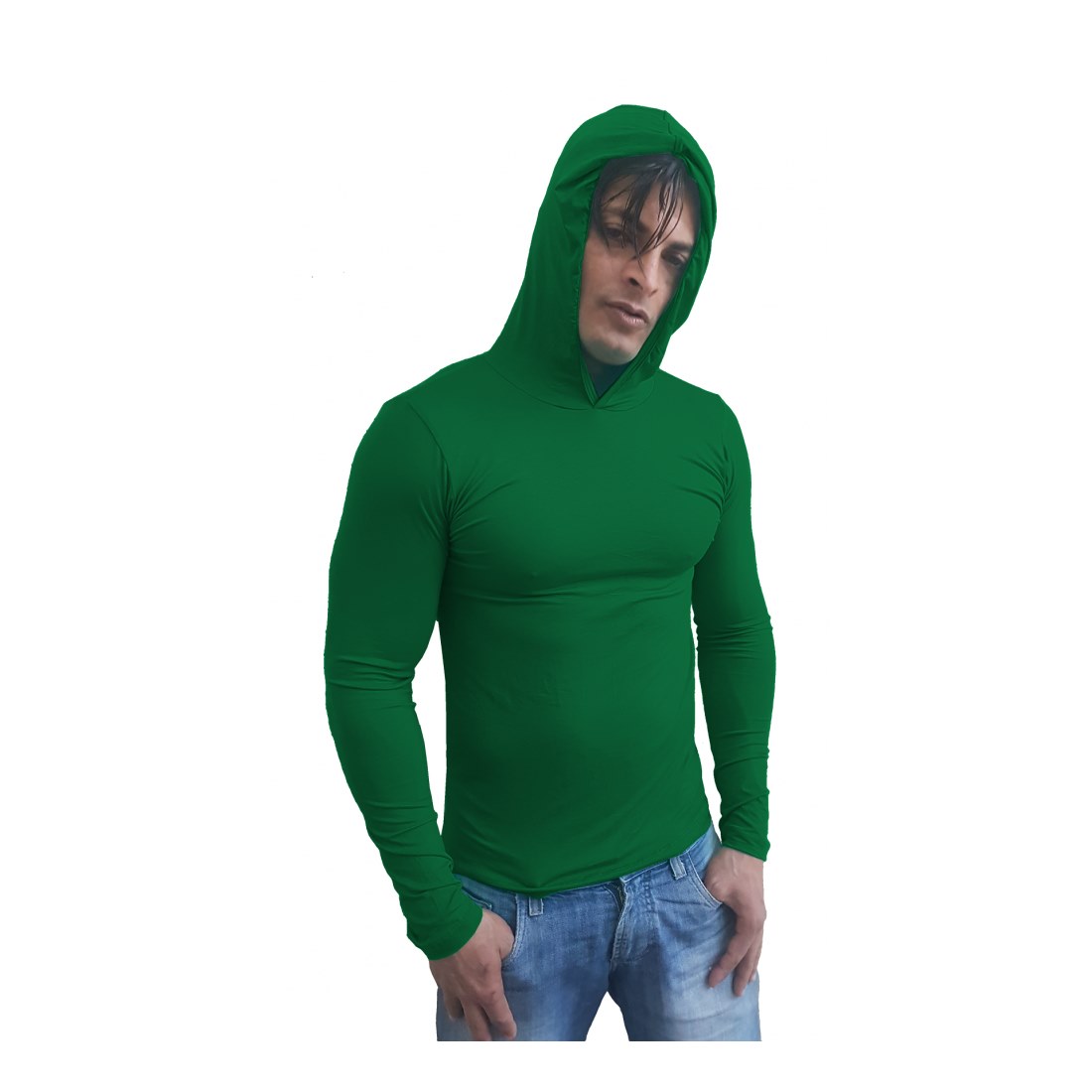 Camiseta Gola Redonda Com Capuz Manga Longa - Imagem 19