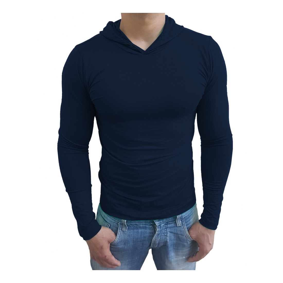 Camiseta Gola Redonda Com Capuz Manga Longa - Imagem 3