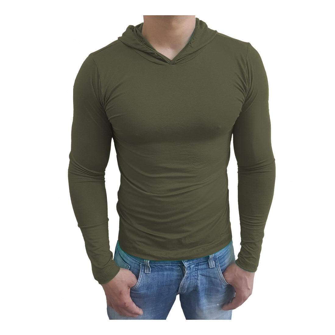 Camiseta Gola Redonda Com Capuz Manga Longa - Imagem 21