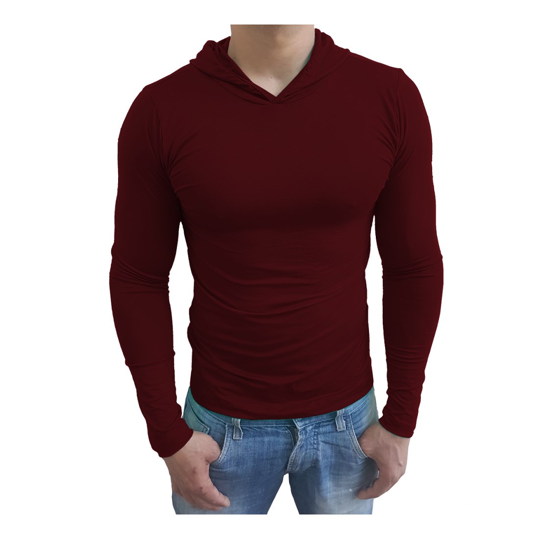 Camiseta Gola Redonda Com Capuz Manga Longa - Imagem 23