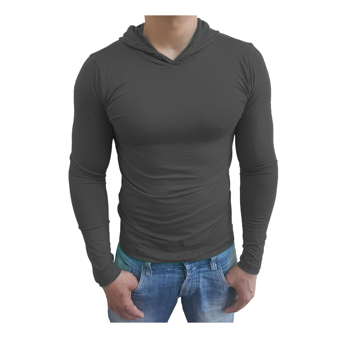 Camiseta Gola Redonda Com Capuz Manga Longa - Imagem 9