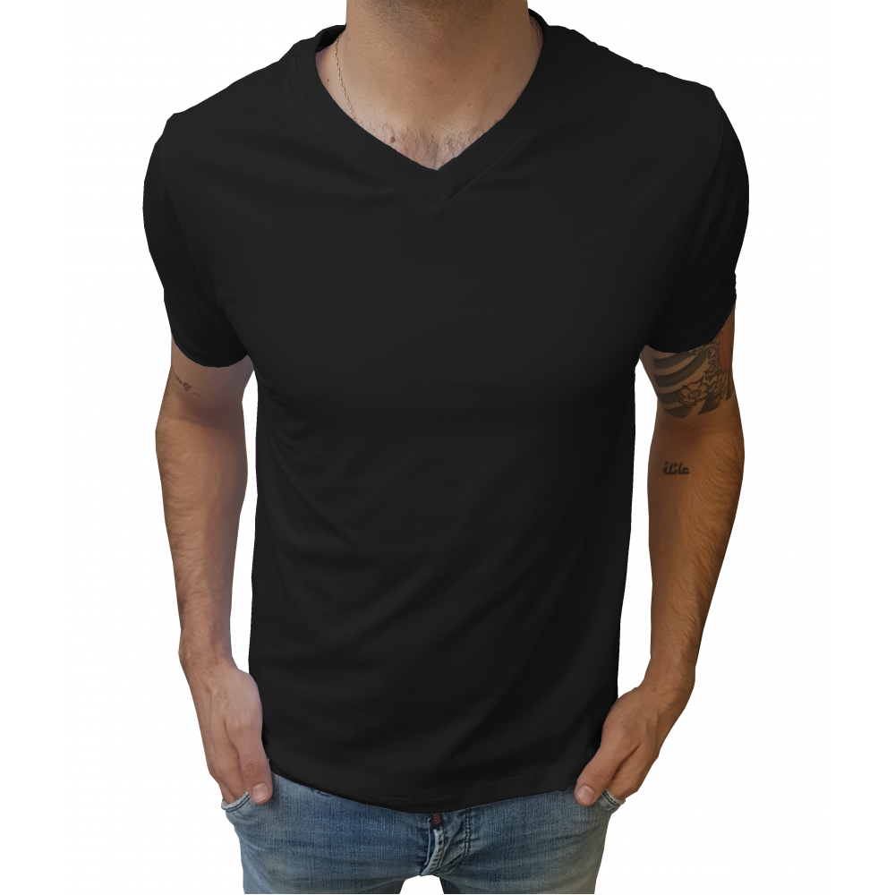 Camiseta Básica Masculina Gola V Rasa 100% Algodão Manga Curta