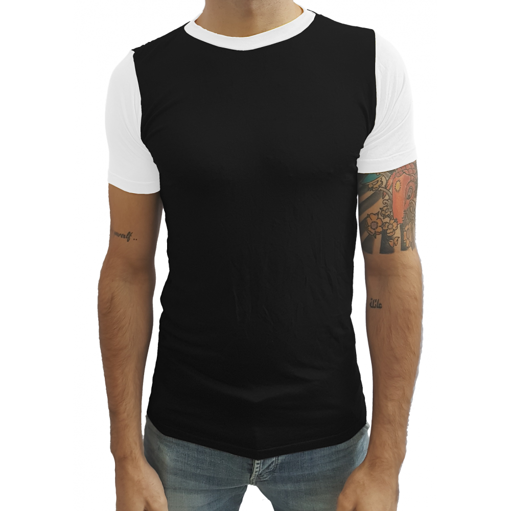 Camiseta Básica Masculina Manga Duas Cores