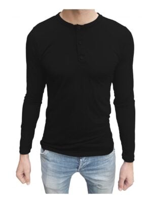 Camiseta Henley Masculina Manga Longa