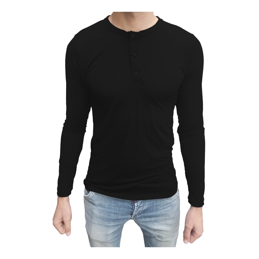 Camiseta Henley Masculina Manga Longa