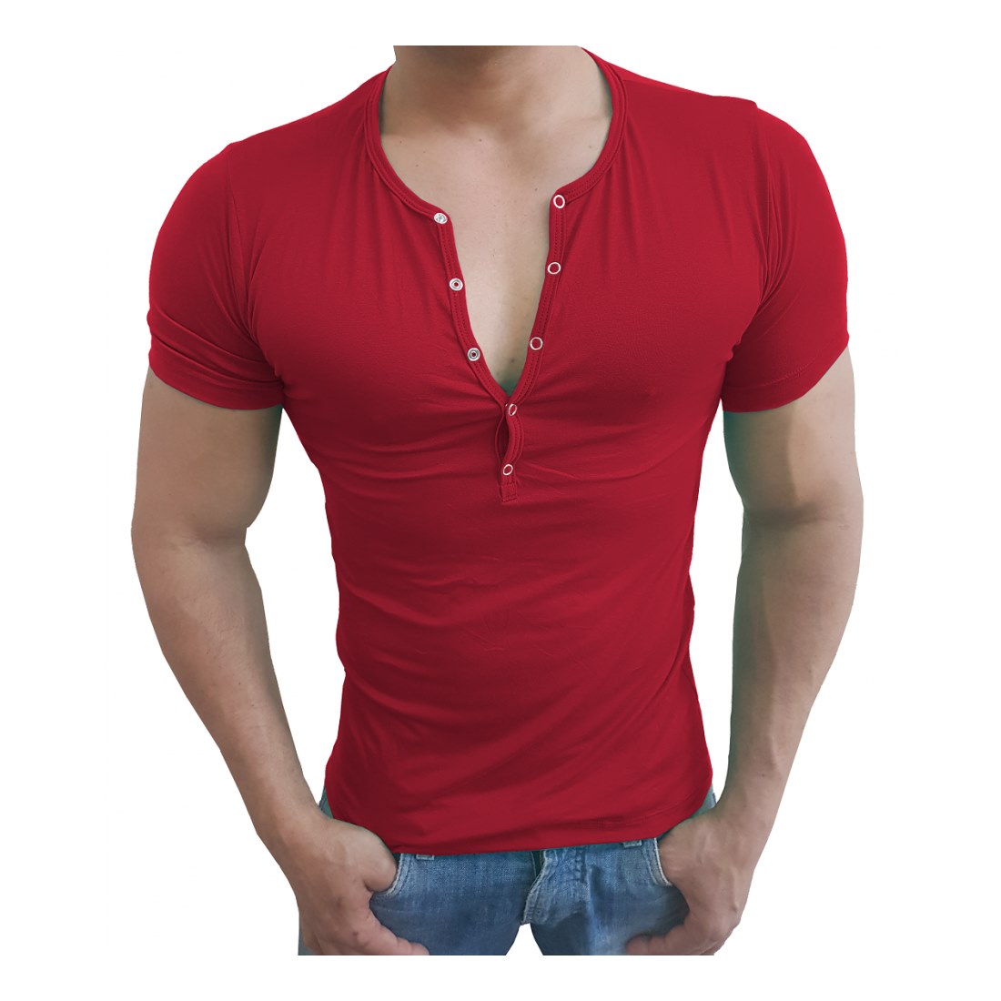 Camiseta Masculina Slim Botão de Pressão Manga Curta Sjons - Imagem 5