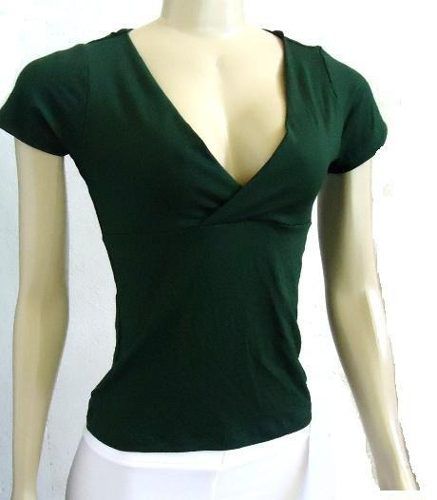 Camiseta Básica Feminina Gola V Transpassado