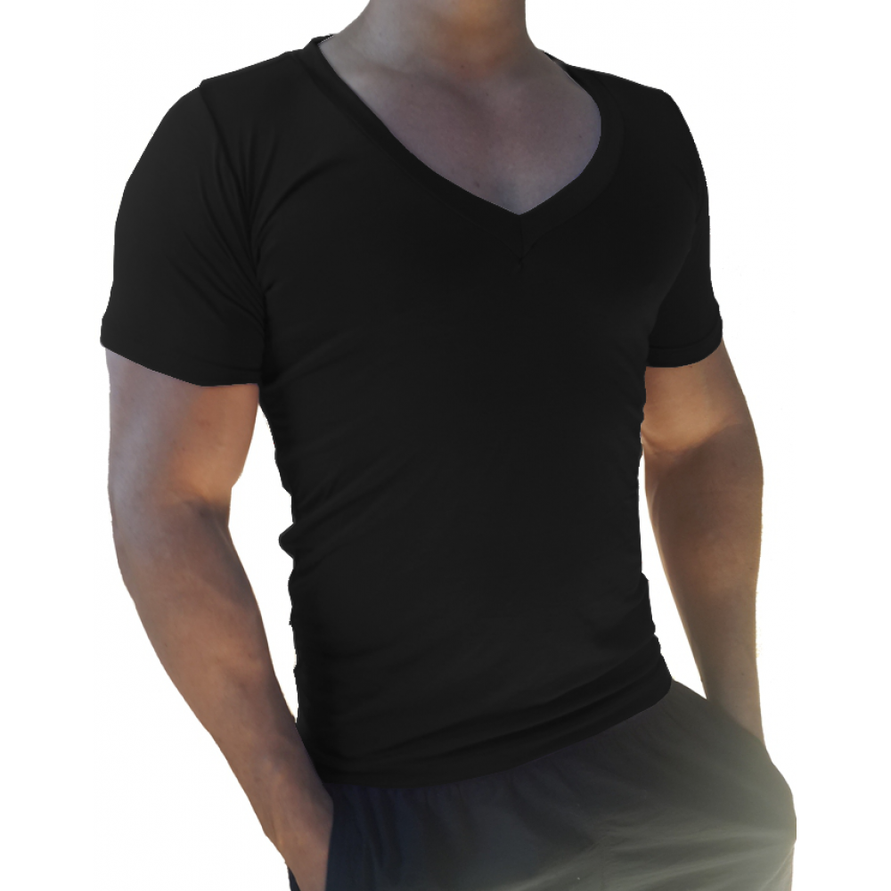 Camiseta Básica Masculina Gola V Cavada Manga Curta