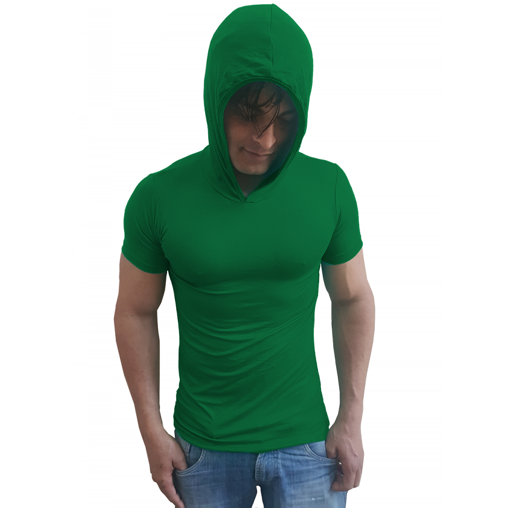 Camiseta Básica Masculina Com Capuz Manga Curta