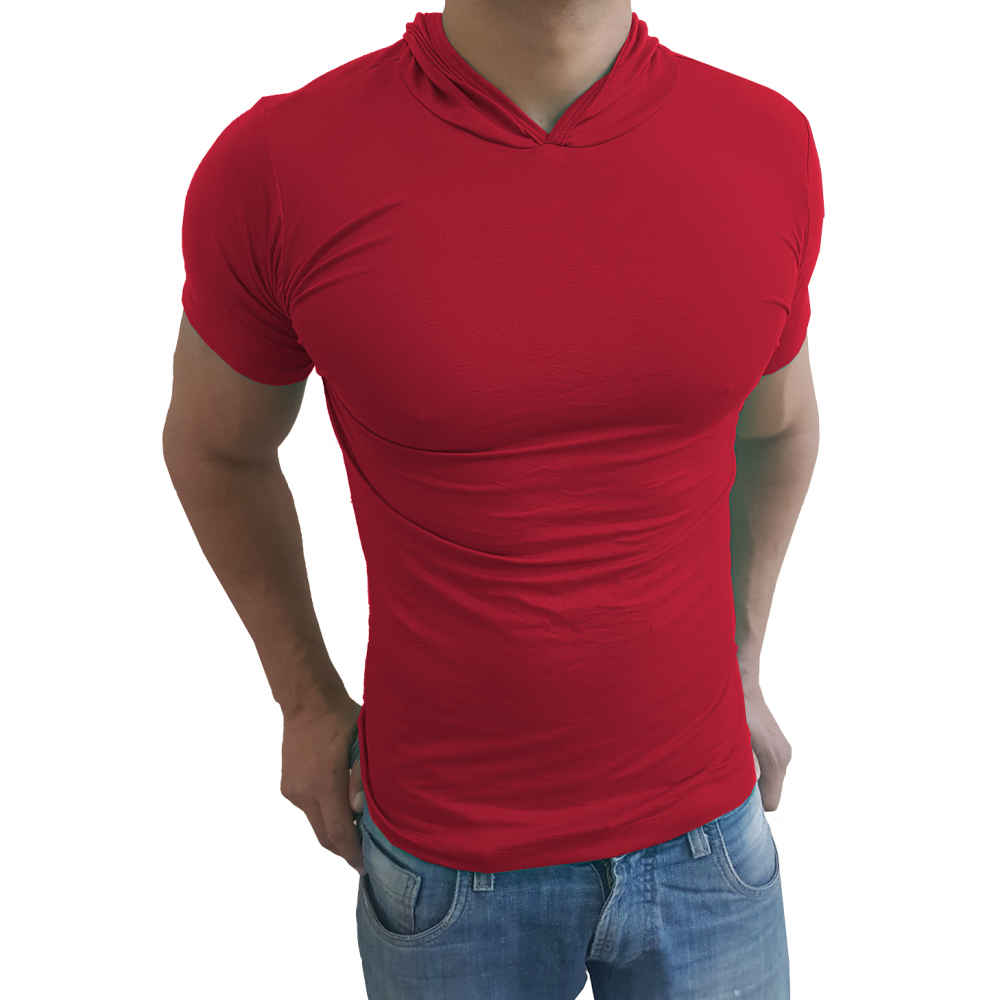 Camiseta Básica Masculina Com Capuz Manga Curta