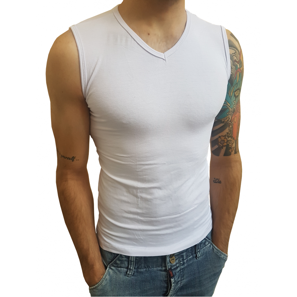 Camiseta Básica Regata Masculina Gola V Rasa Machão