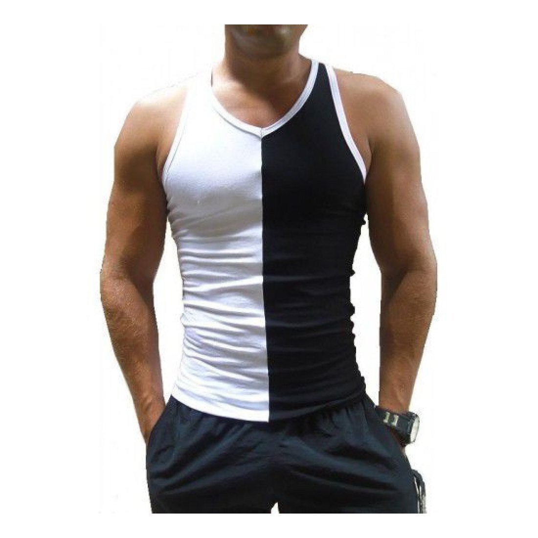 Camiseta Regata Masculina Tank Black White Sjons