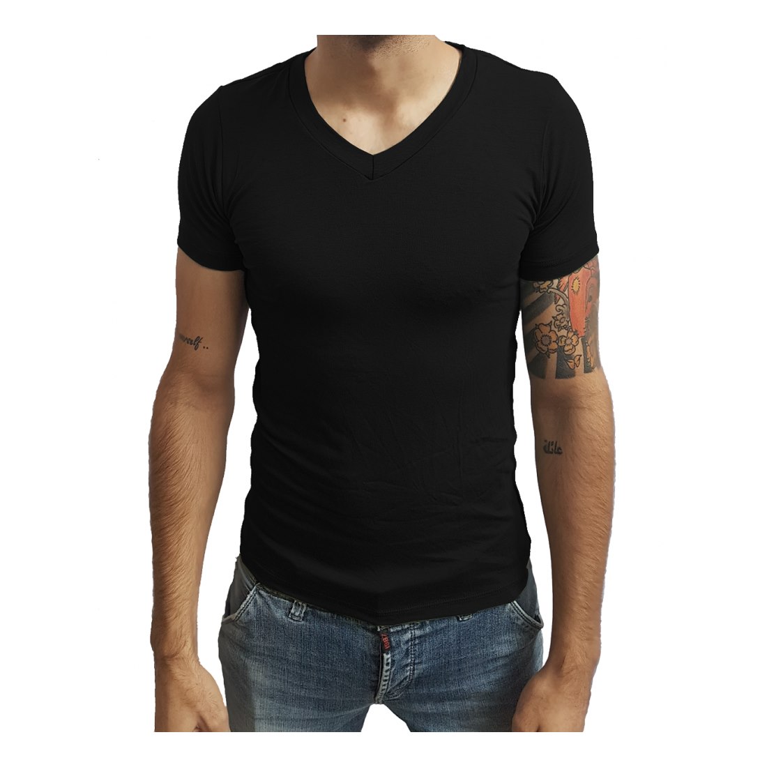 Camiseta Básica Masculina Gola V Rasa Manga Curta
