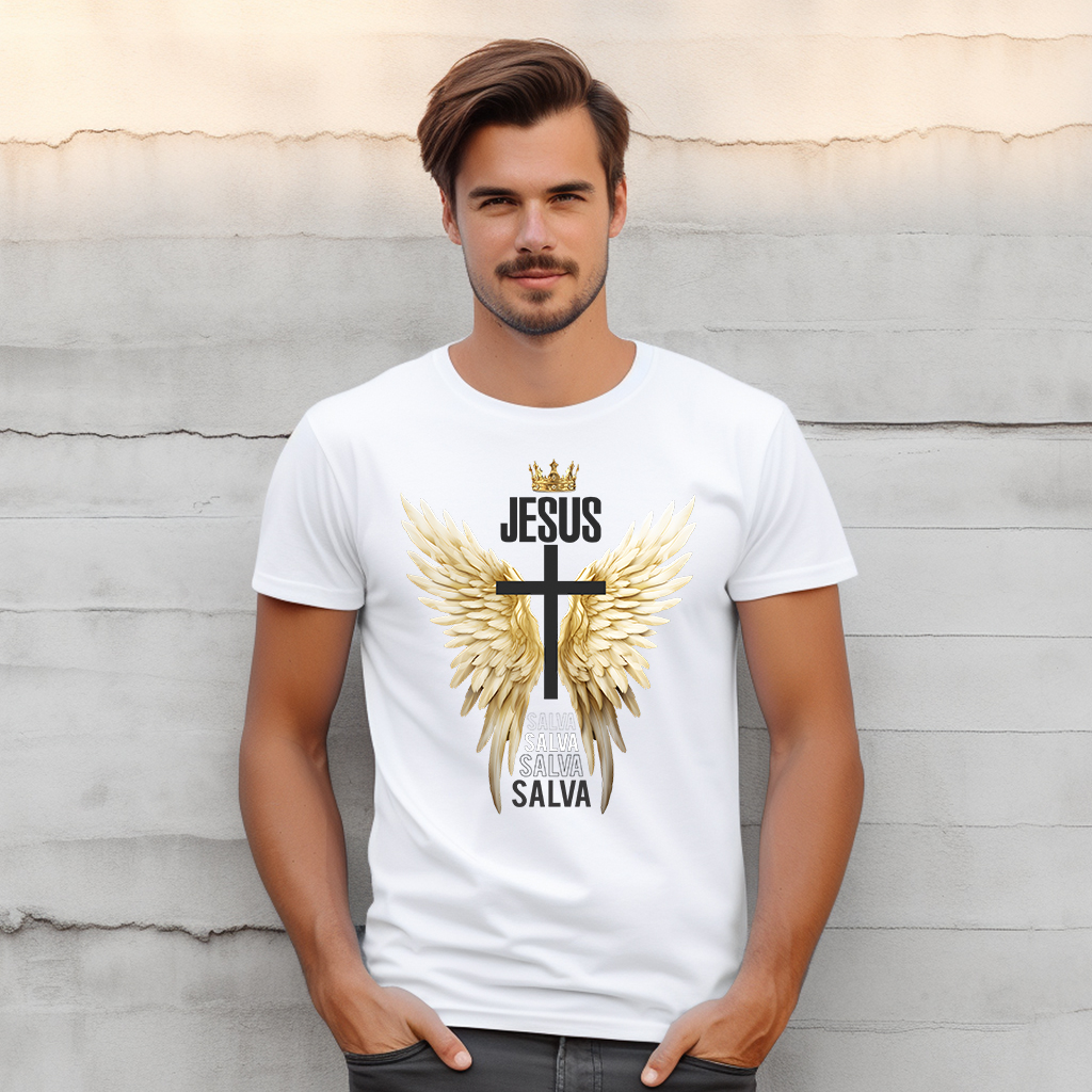 Imprimir Estampa DTF Na Camiseta Cruz com Asa - Imagem 2