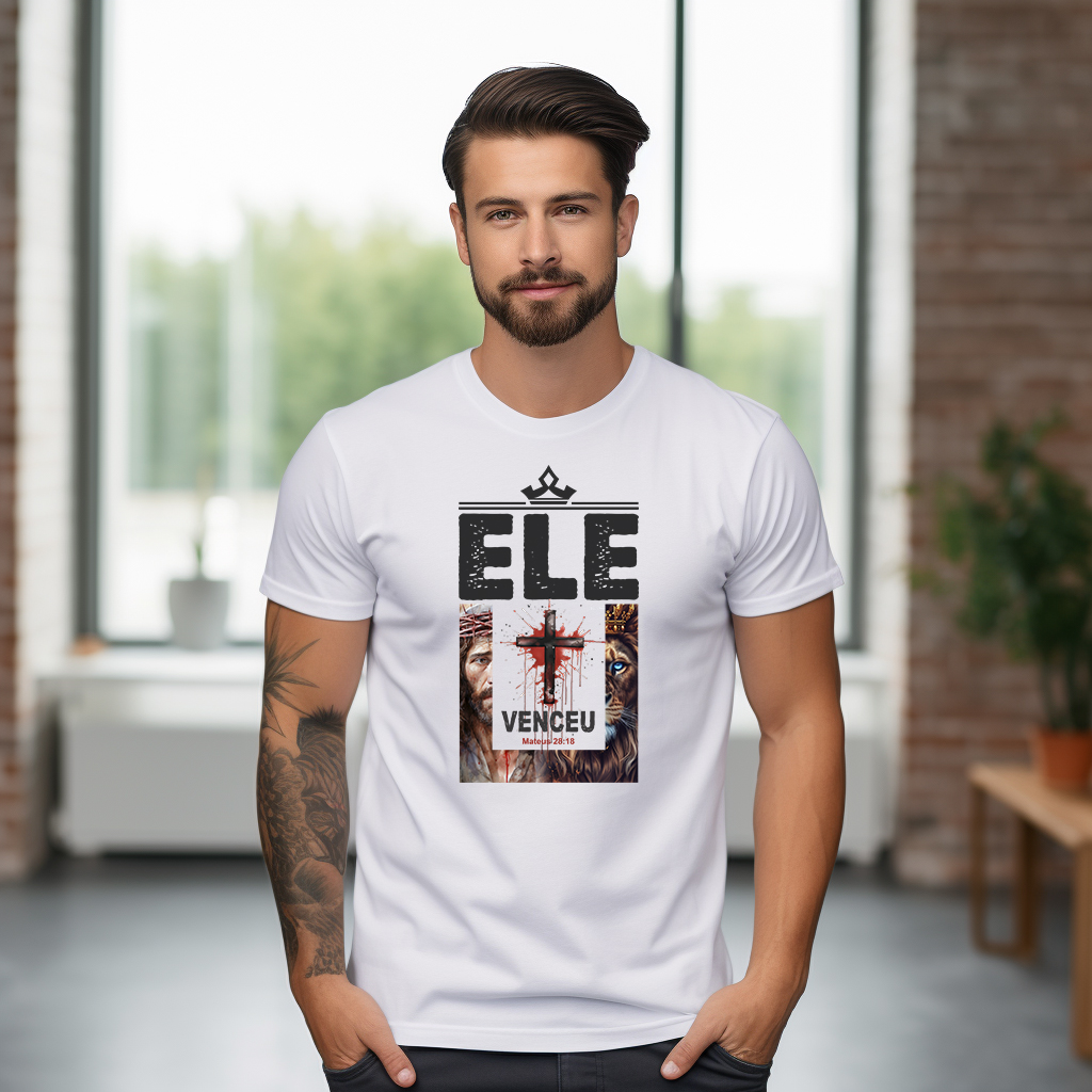Imprimir Estampa DTF Na Camiseta Ele Venceu - Imagem 2