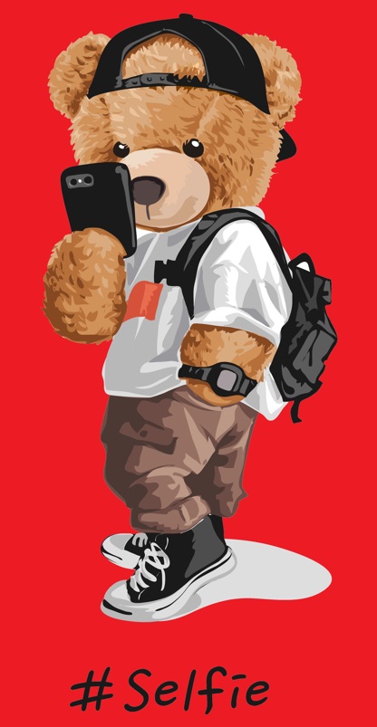 Imprimir Estampa DTF Na Camiseta Urso Selfie