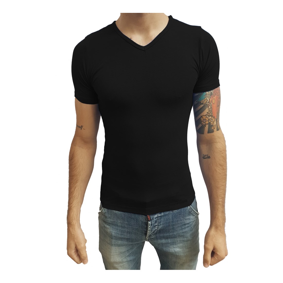 Camiseta Gola V Vies Manga Curta