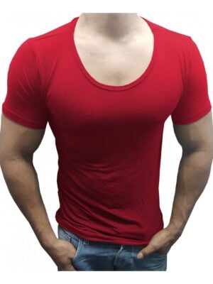 Camiseta Gola Canoa Básica Slim Lisa Manga Curta Sjons