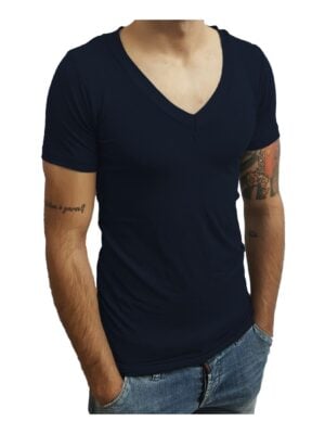 Camiseta Gola V Funda Básica Slim Lisa Manga Curta Sjons