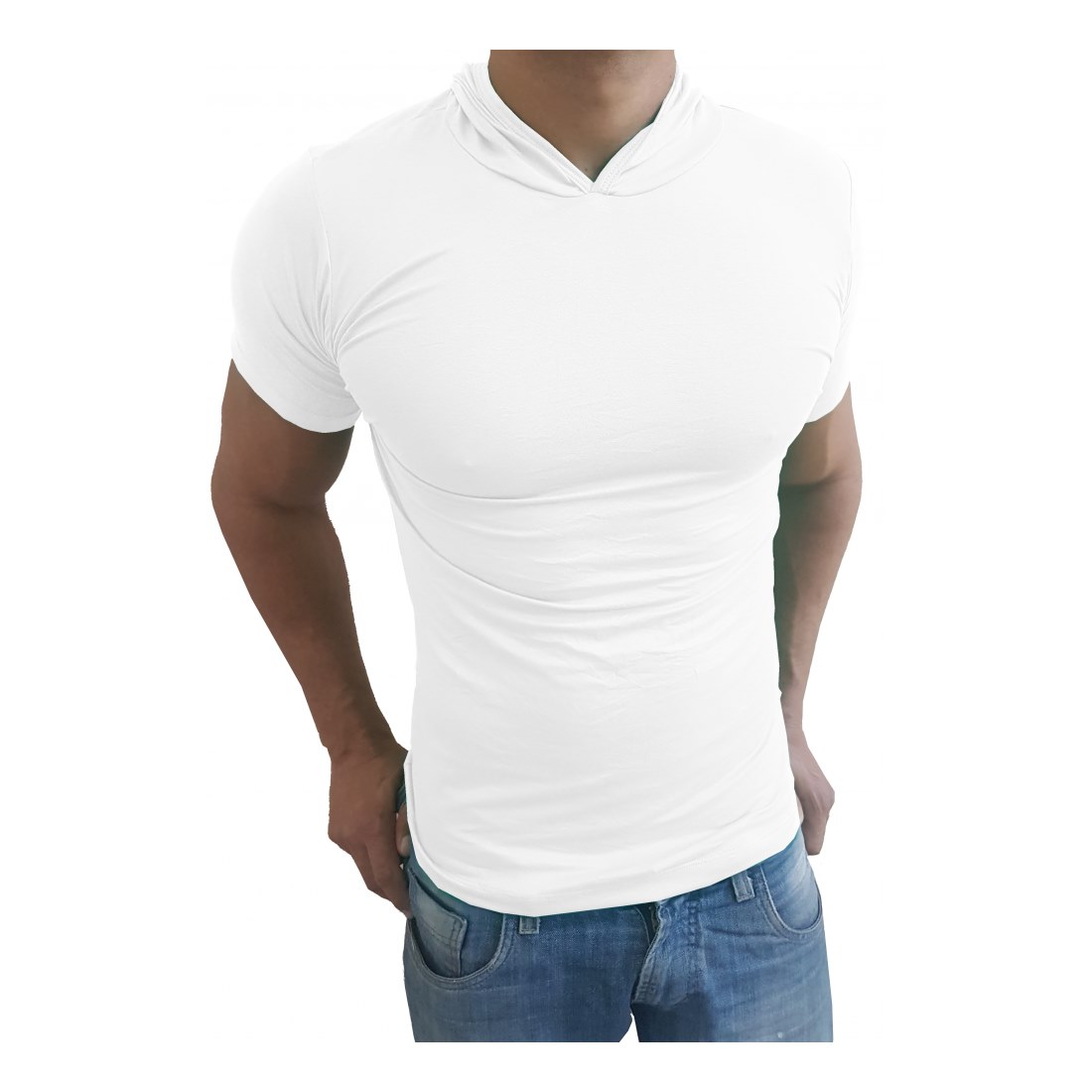 Camiseta Gola Redonda Com Capuz Manga Curta Sjons