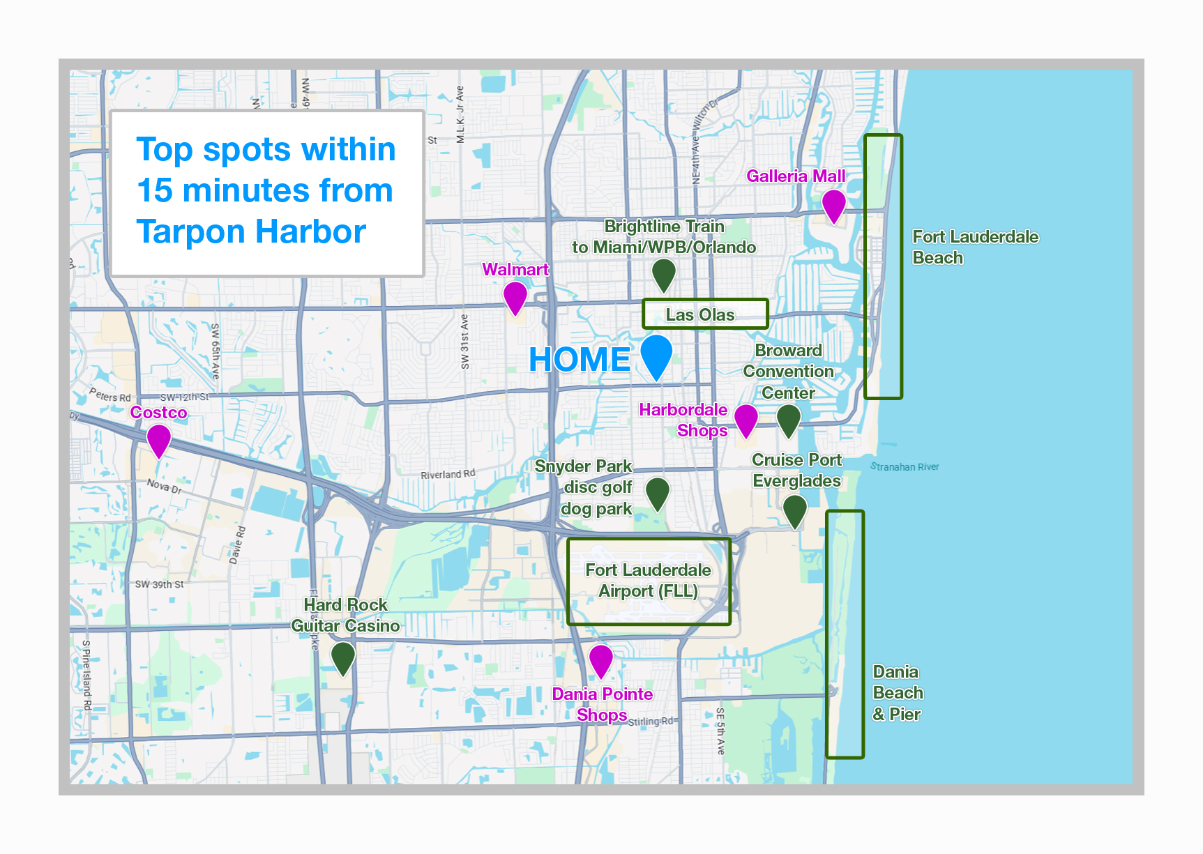 Points of interest around Tarpon Harbor map