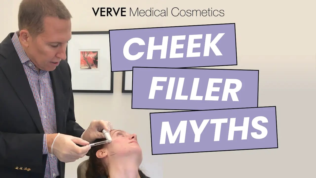 cheek filler myths thumbnail, photo of doctor injecting cheek fillers