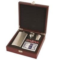 Rosewood finish Flask Set.