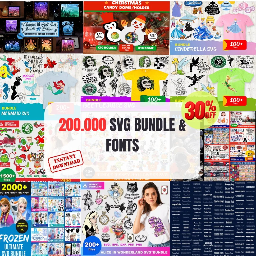 200,000 Mega SVG Bundle for Cricut – Instant Download SVG Files