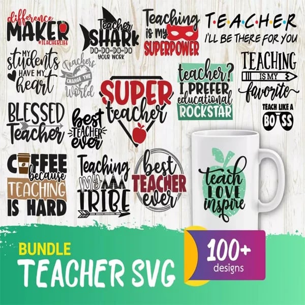 Teacher SVG Bundle for cricur svg png dxf pdf silhouette machine