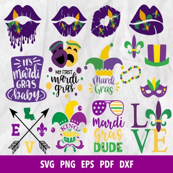 Mardi Gras SVG Bundle 200+ Designs for Cricut, Silhouette & More