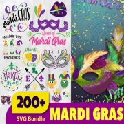 Mardi Gras SVG Bundle 200+ Designs for Cricut, Silhouette & More