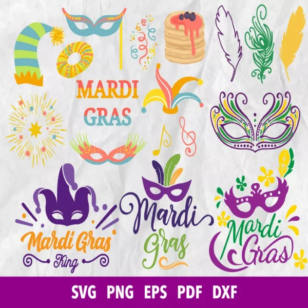 Mardi Gras SVG Bundle 200+ Designs for Cricut, Silhouette & More