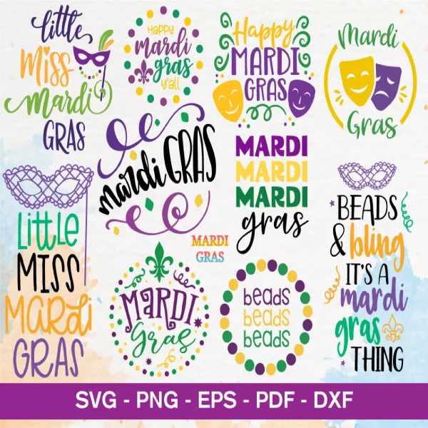 Mardi Gras SVG Bundle 200+ Designs for Cricut, Silhouette & More