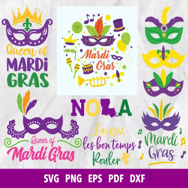 Mardi Gras SVG Bundle 200+ Designs for Cricut, Silhouette & More