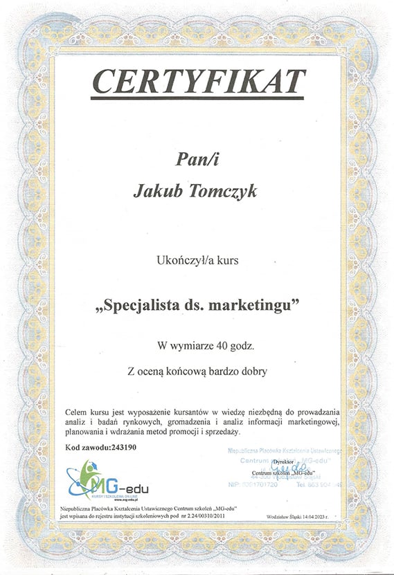 Specjalista ds. marketingu