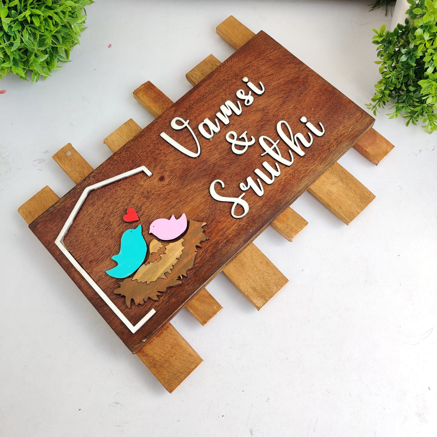 **"Elegant wooden name board for houses, customizable with engraved or painted names, house numbers, or family names. Crafted from durable, weather-resistant wood, it adds a stylish and personal touch to any home entrance, perfect for modern and traditional decor."**