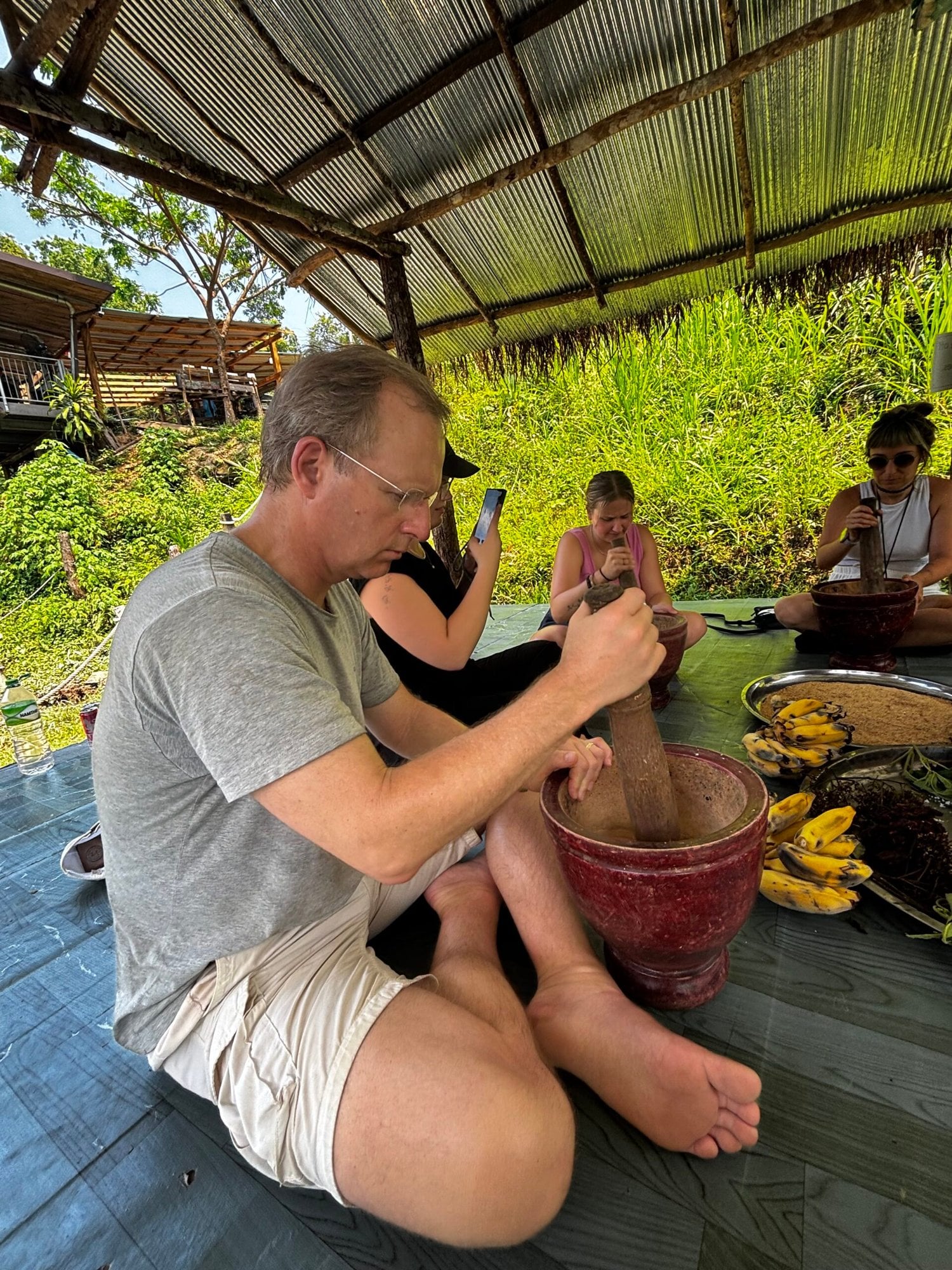 Making food for the animals in Chang Chill, Thailand
